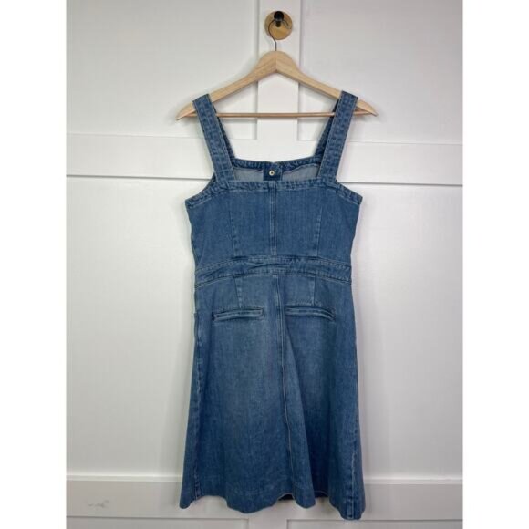 NEW Frame Claire Button Up Blue Denim Sleeveless Mini Dress Jumper Size: Small - Picture 6 of 7